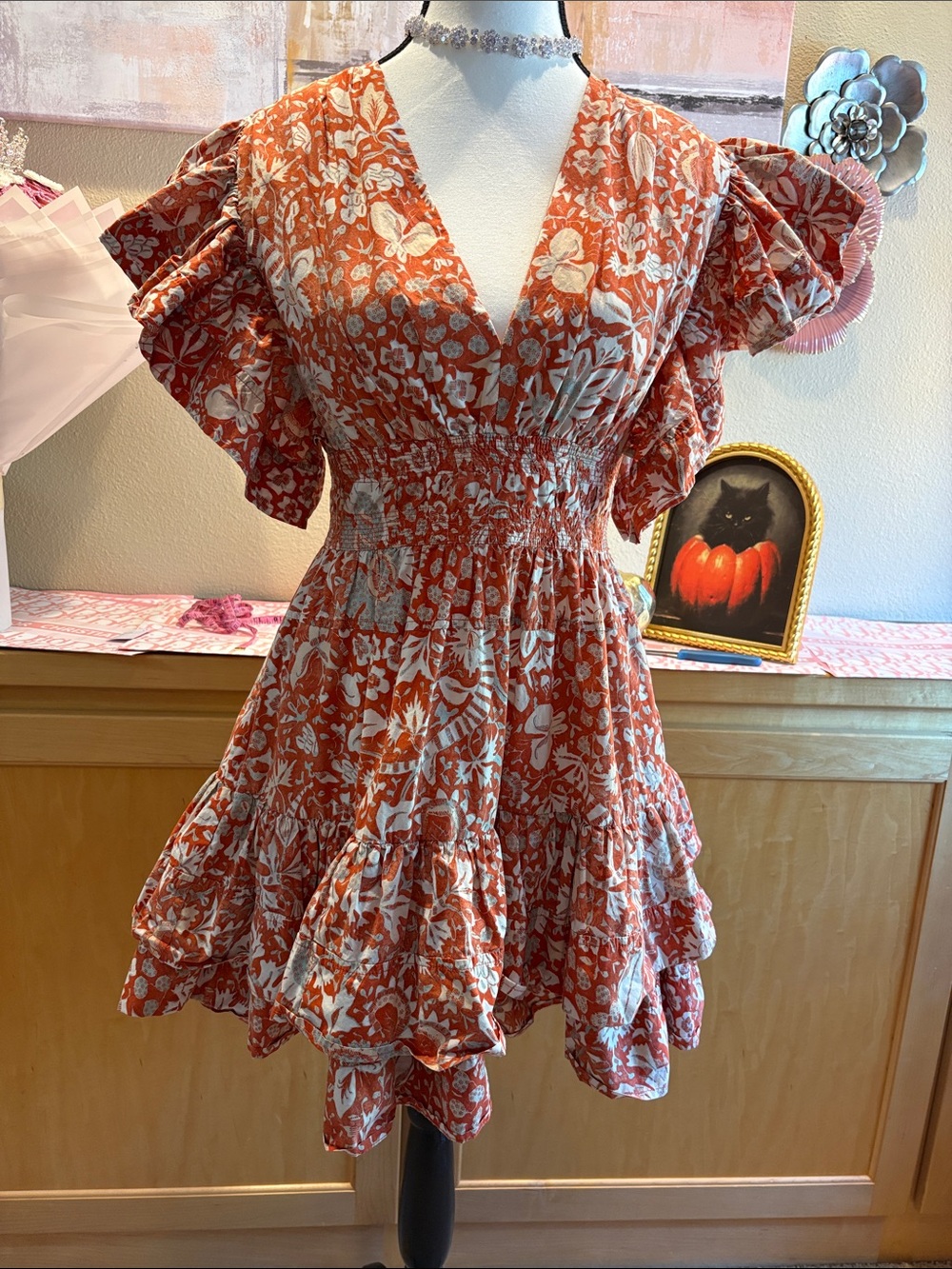 Ulla Johnson Kiri Dress in Orange Blossom Printed Mini Dress